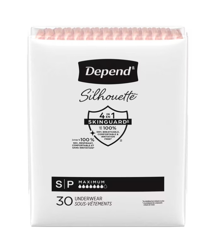 Depend Silhouette Incontinence & Postpartum Bladder Leak Underwear, S, 60 Count