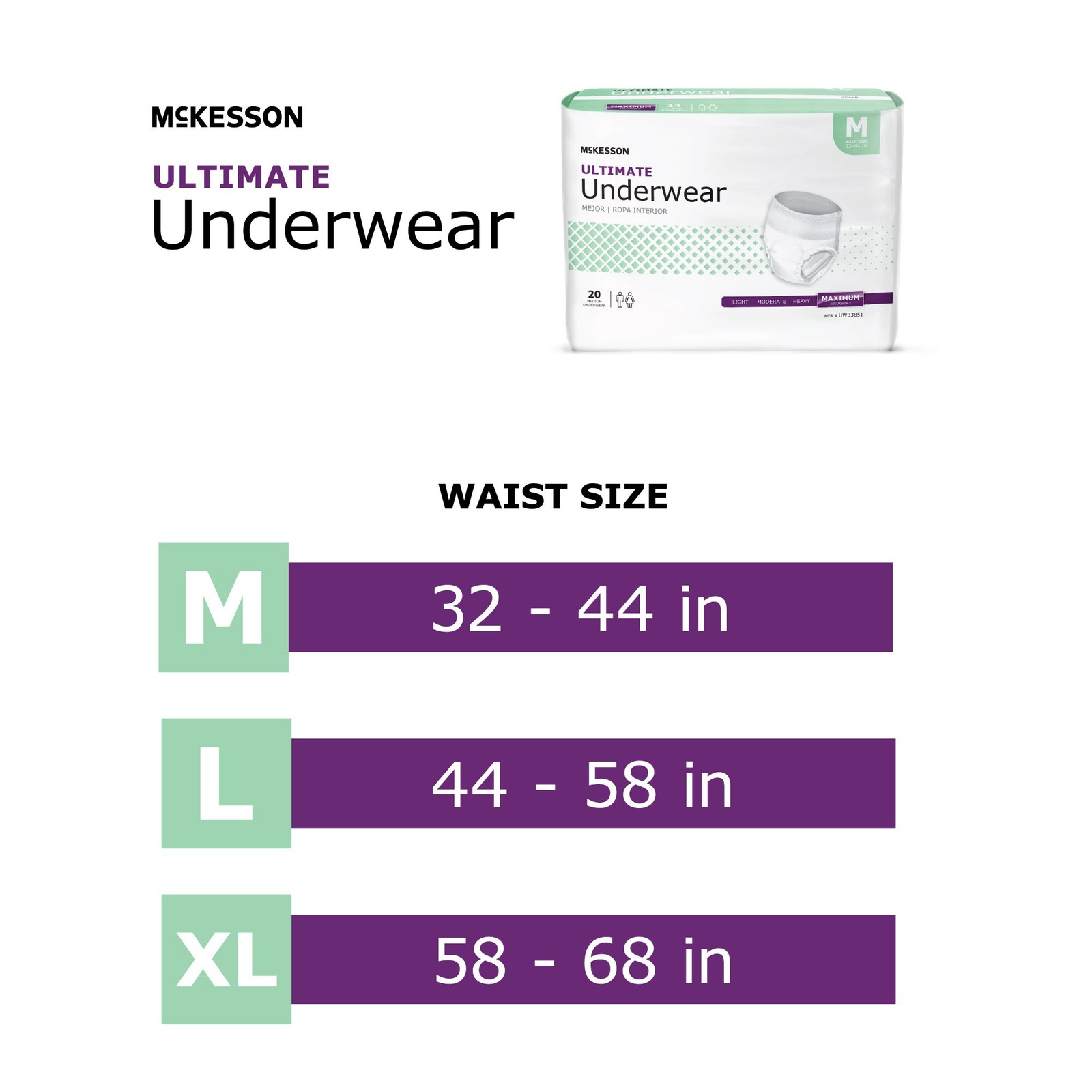 McKesson Adult Disposable Cloth Underwear Maximum Absorbency – Size L 72 Count