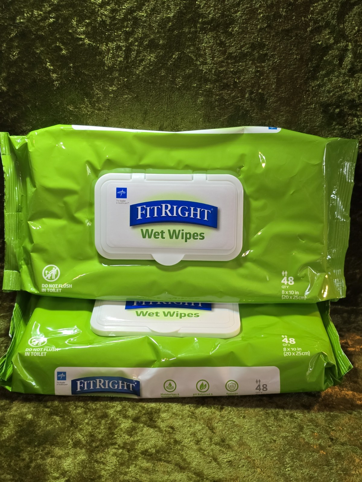 (96) FitRight Wipes Aloe Personal Elderly Care Cleaning Cloths 8×10 NEW EX.10/27