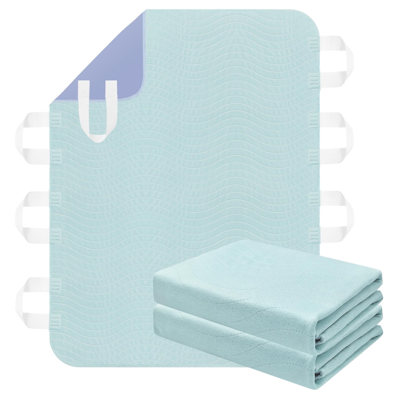 Washable Positioning Bed Pads Handles 4Layer Waterproof 36×52 Inch 2 PCS