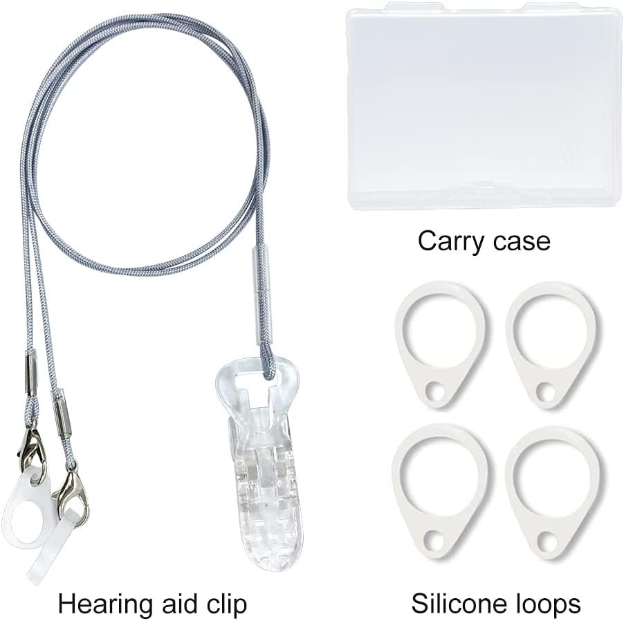 Secure BTE Hearing Aid Clips for Adults & Kids with Adjustable Silicone Loops