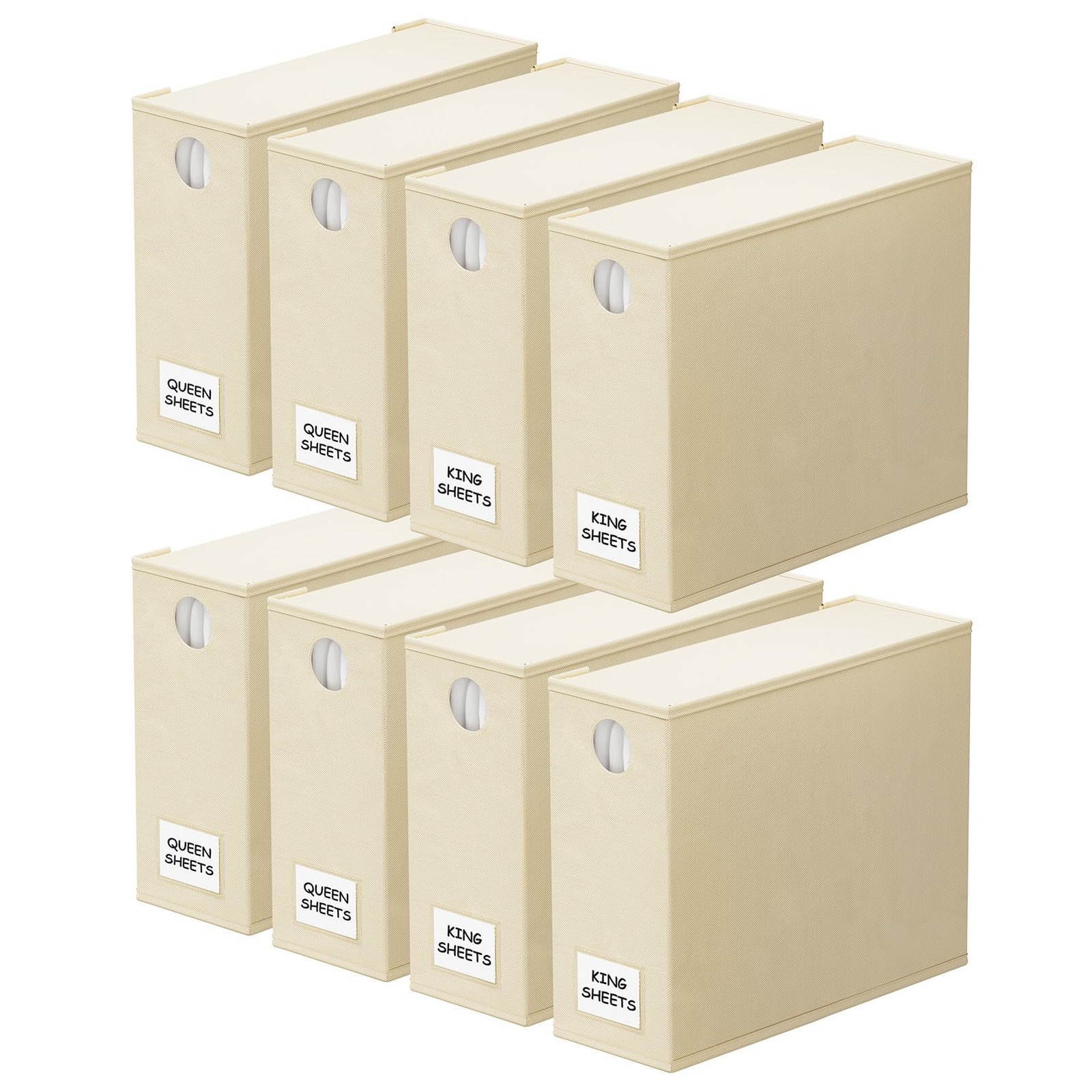Foldable Bed Sheet Organizers with Windows 8 Pack Beige