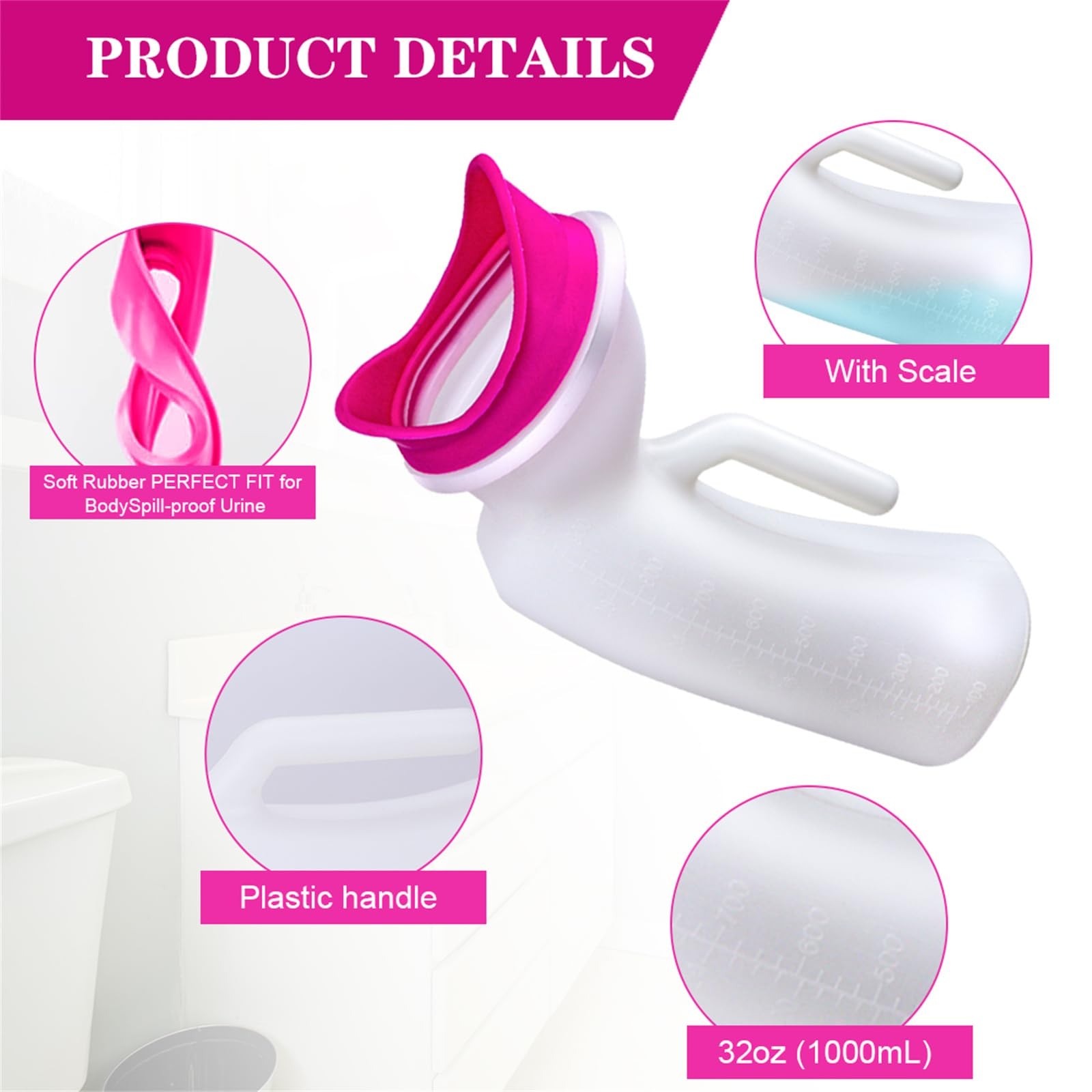 Urinals for Women and Men Portable Unisex Urinal Bottle 1000ml Female Urinati…