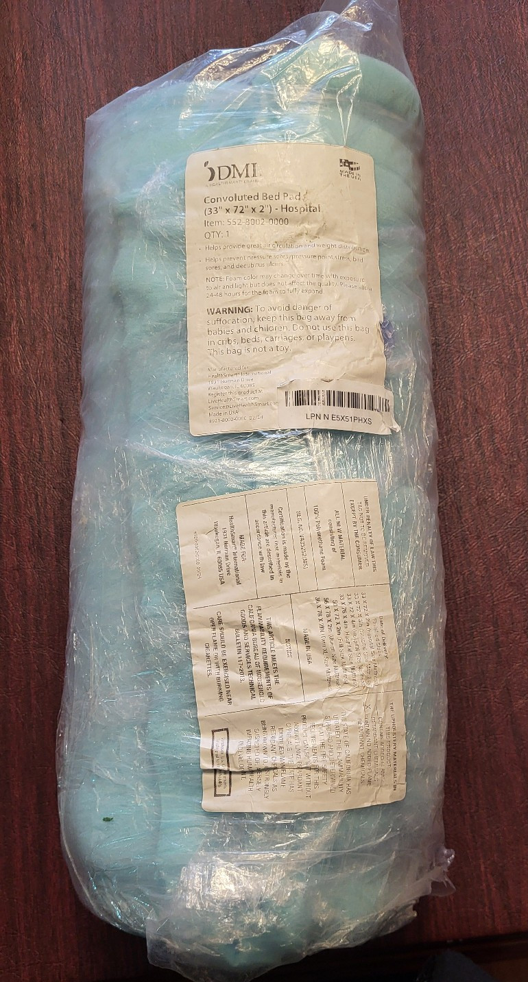 DMI Convoluted Bed Pad Hospital Twin 33 x 72 x 2 Blue 552-8002-0000