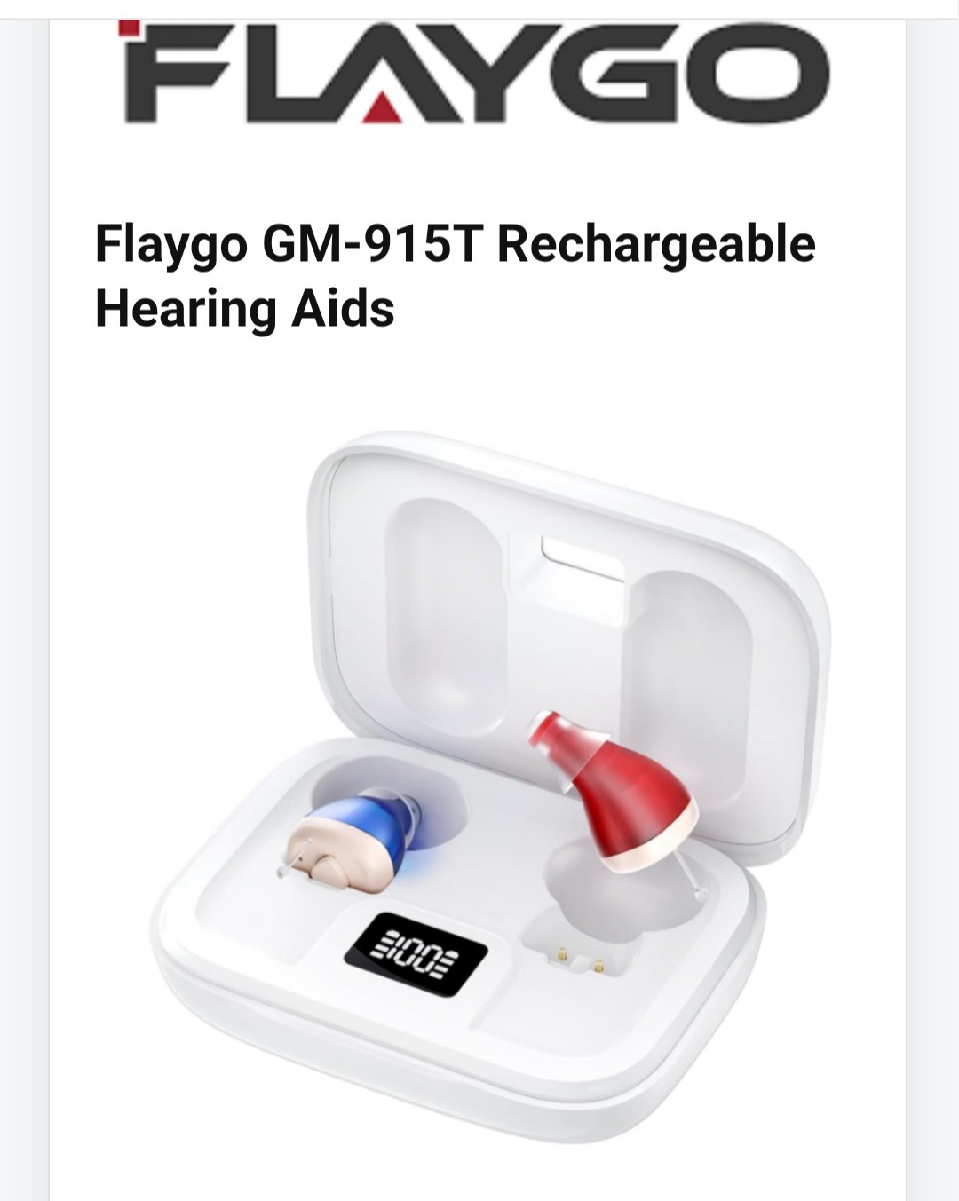 In Ear Rechargeable Hearing Aids. GM-915T Noise Cancellation Invisible Design.