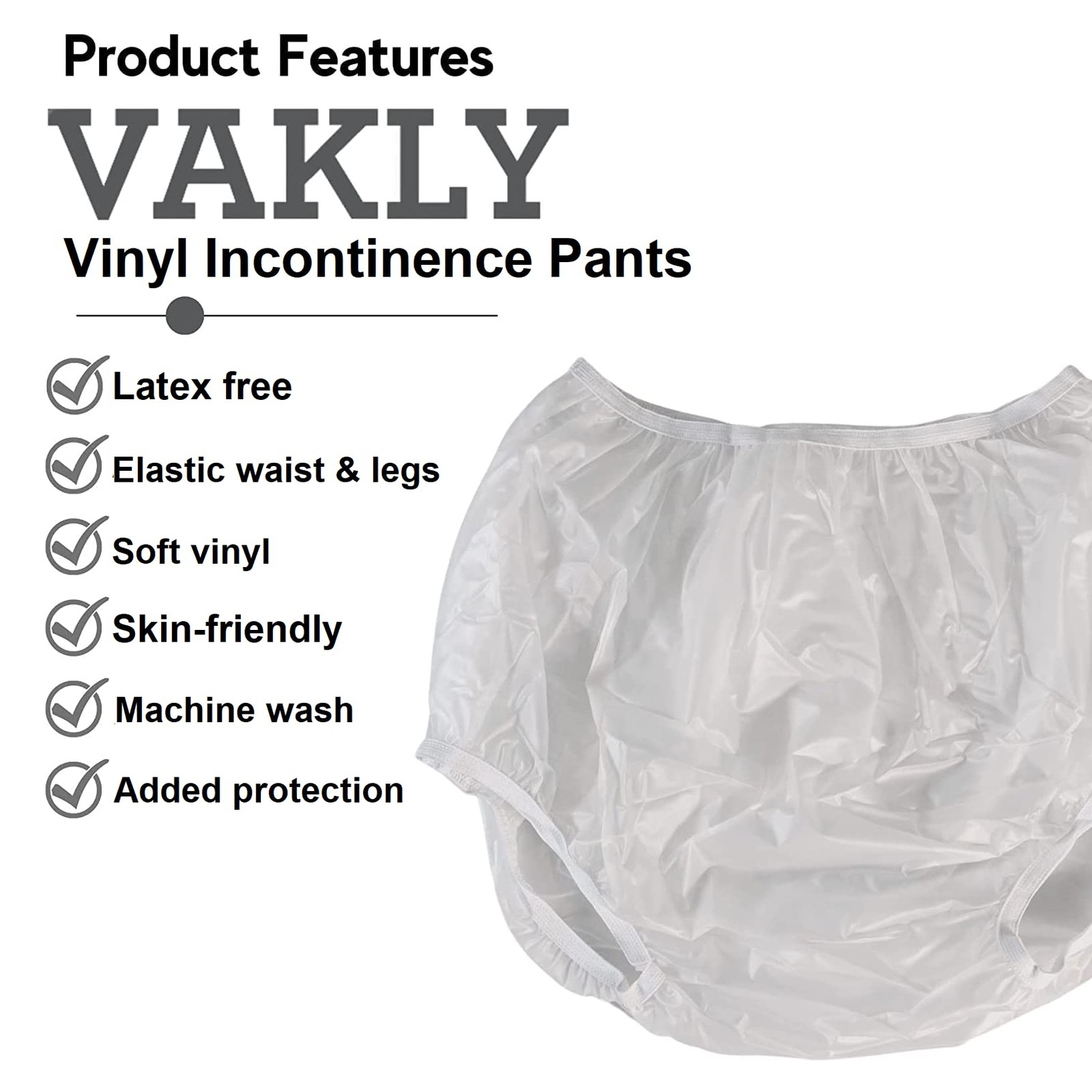 Adult Vinyl Waterproof Pull-On-Cover Incontinence Pants [Pack of 3] Extra Waterp