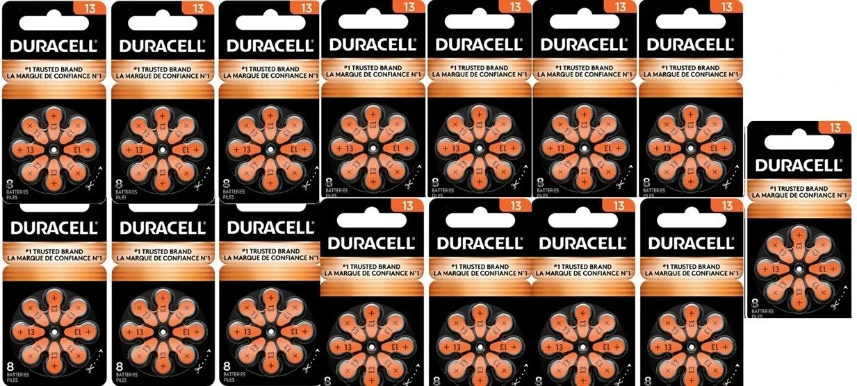 Duracell Activair Mercury Free Hearing Aid Batteries Size 13 (8-160) Exp 2029