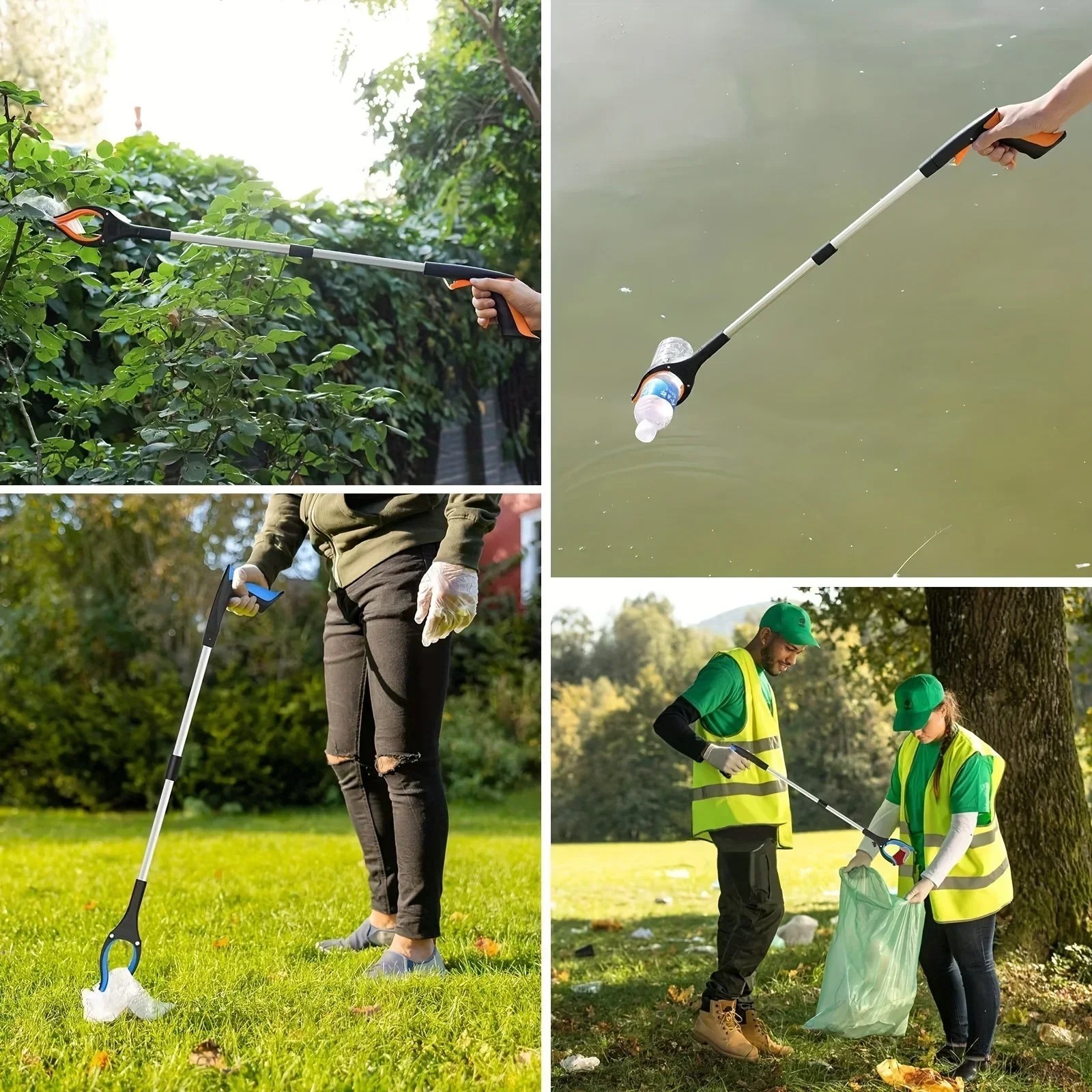 32″ Blue Grabber Reacher Tool 360° Rotating Claw Heavy Duty Trash Pickup Stick