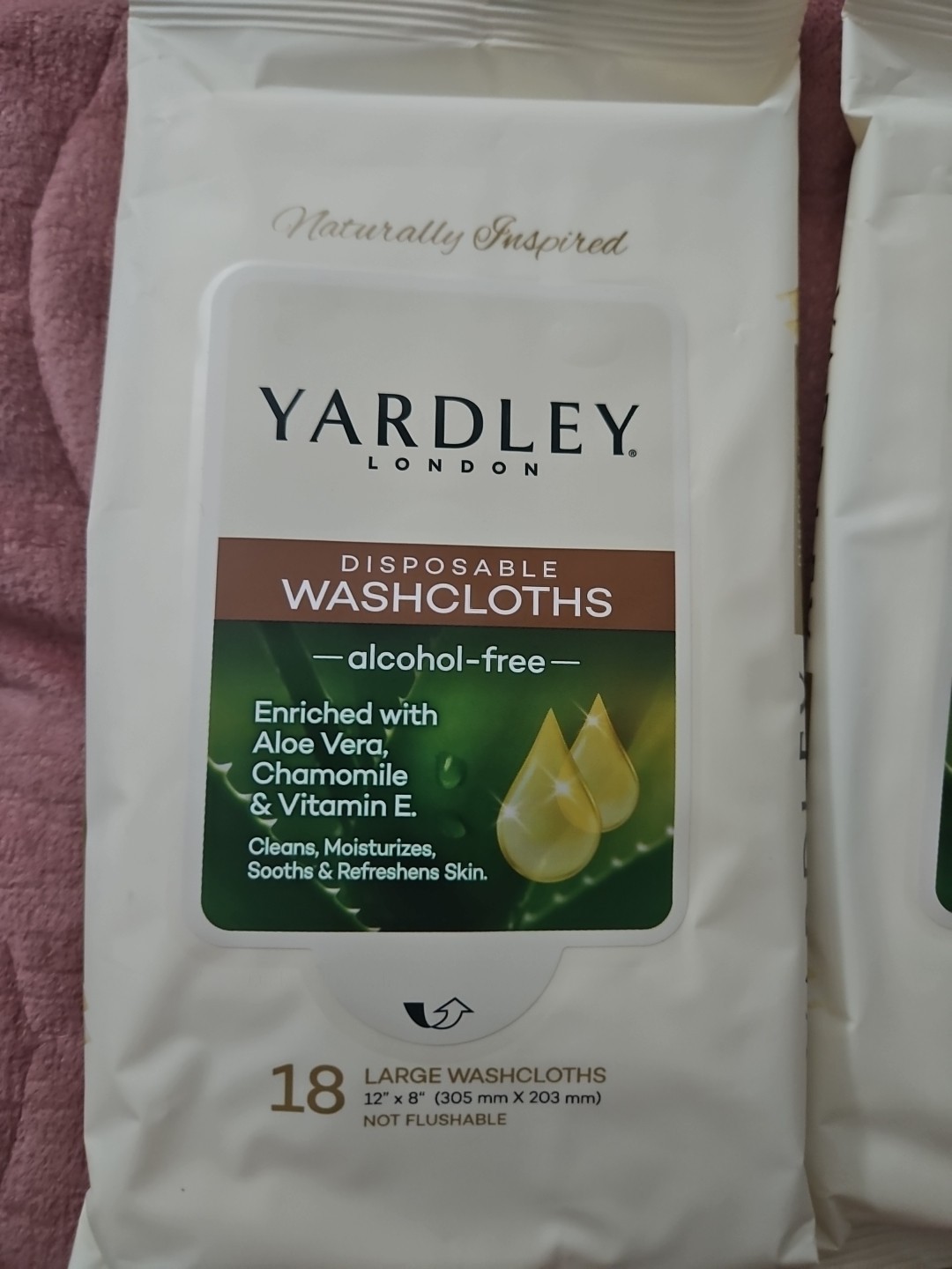 BUNDLE LOT 36 Disposable Washcloths Yardley London Aloe Vera Chamomile Vitamin E