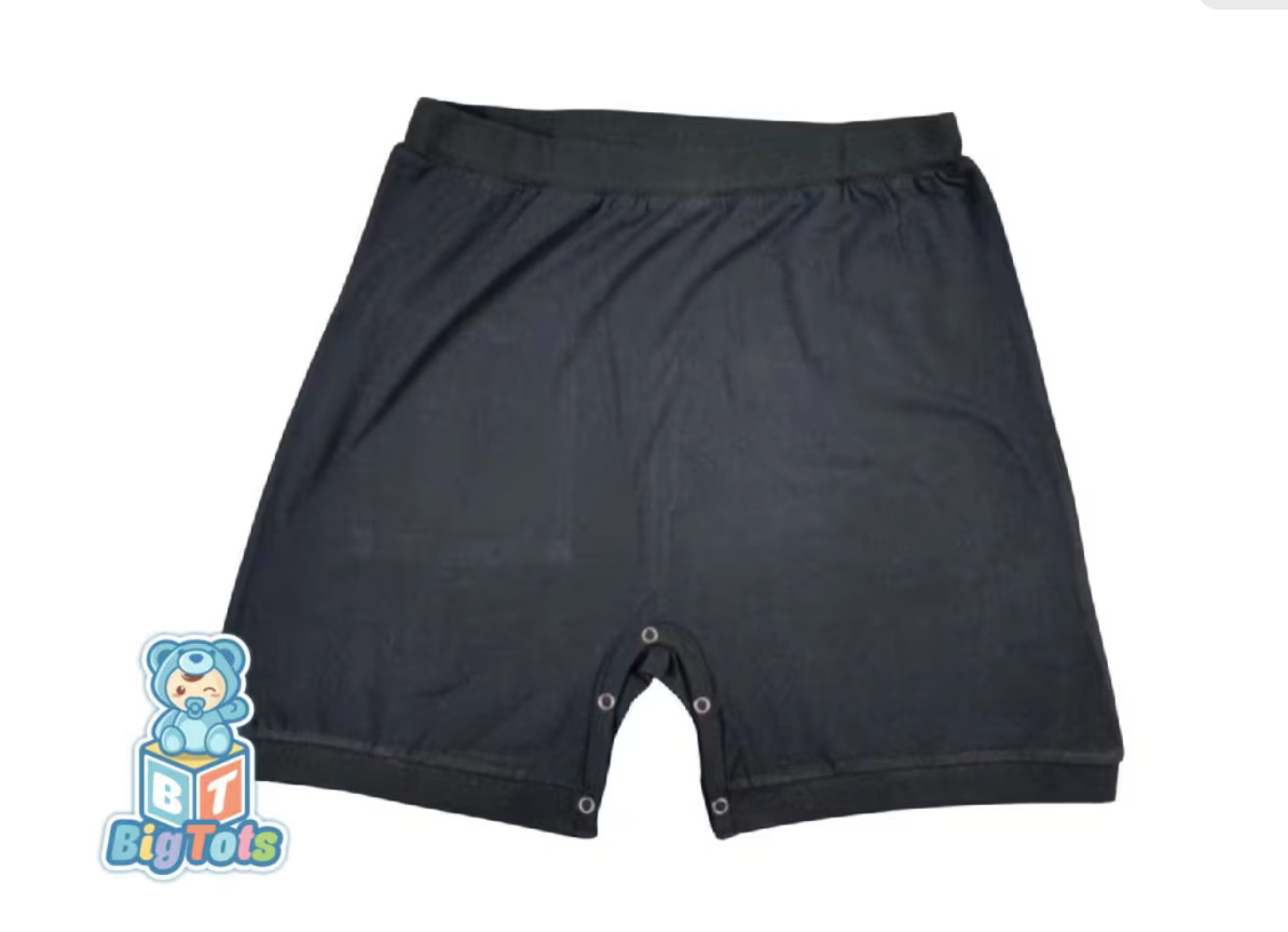 Adult snap crotch shorts Black pockets