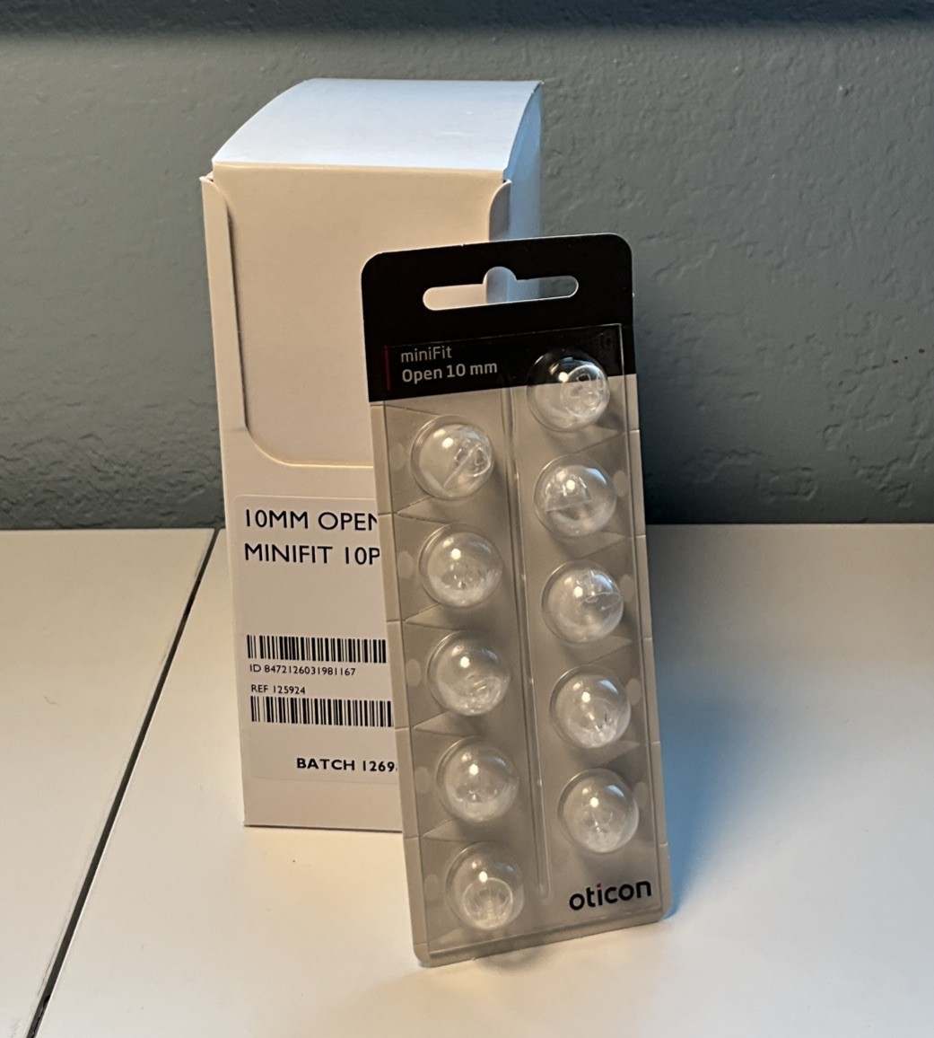 LOT OF 10 Packs Oticon miniFit 10mm BASE DOUBLE Domes For Hearing Aids 100 TOTAL