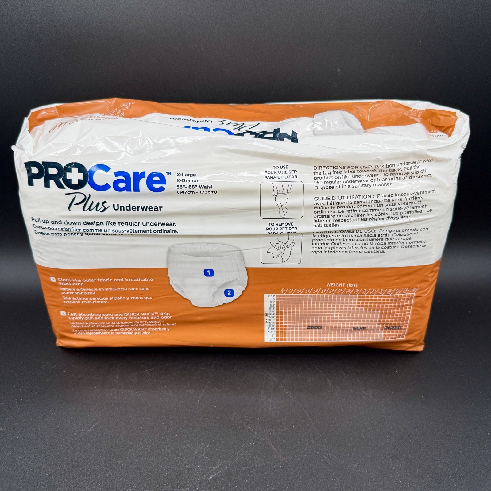 25ct ProCare Plus Protective Underwear XL 58″-68″ Adult Pull-Ups Max Absorbency
