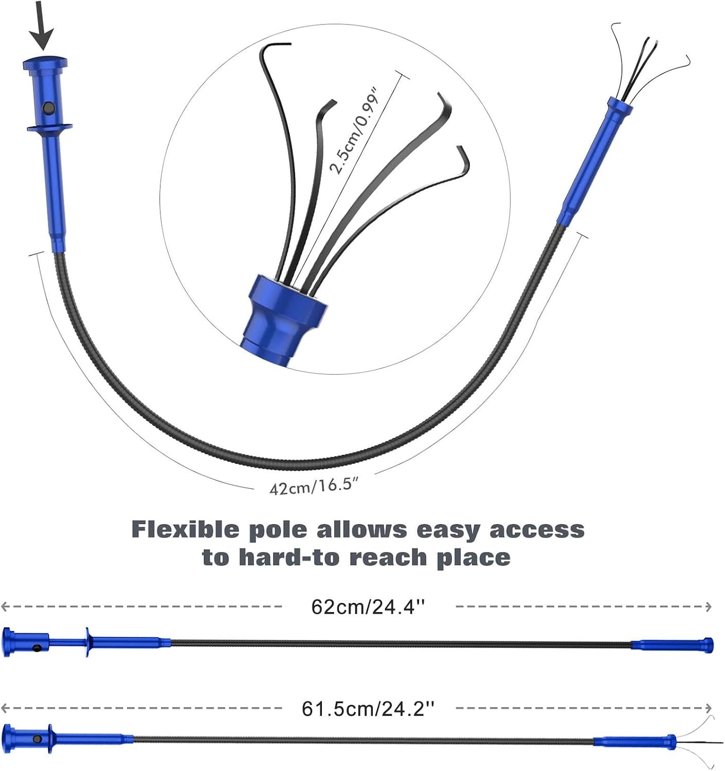 Grabber Tool Magnetic Four-claw Picker, Bendable Hose Reacher Pickup Sweeper