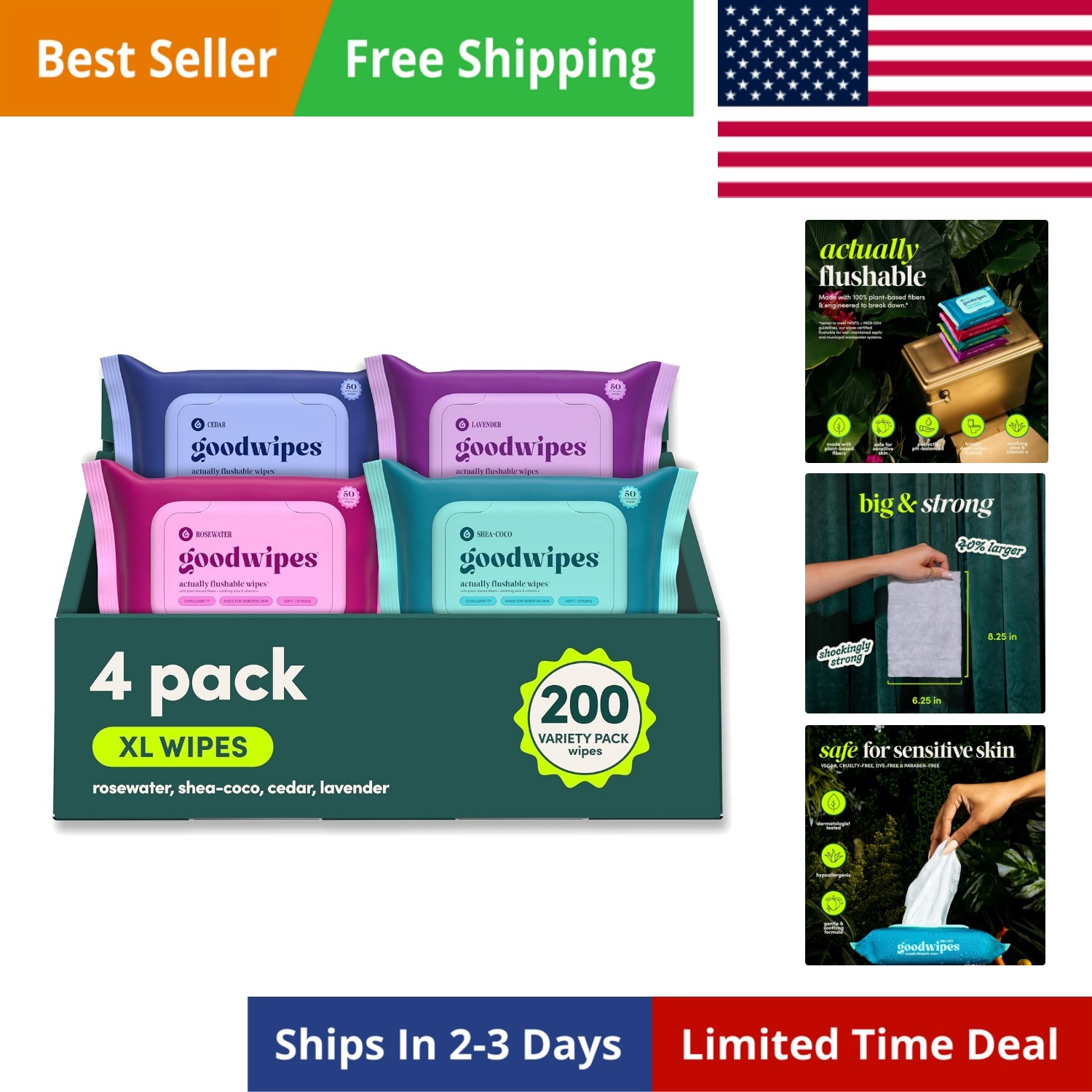 Flushable Butt Wipes – Extra Large Adult Wet Wipes For Women & Men – Bathroom…