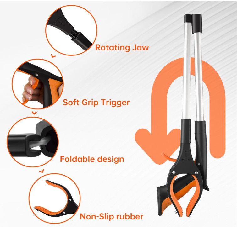 Pinza Recogedora Plegable 32″ Pack de 3 con Imán y Cabezal Giratorio, Nuevo
