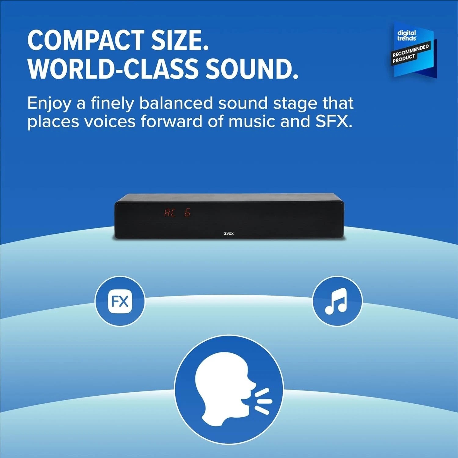 Dialogue Clarifying Sound Bar – Patented Hearing Technology, AccuVoice TV Sou…