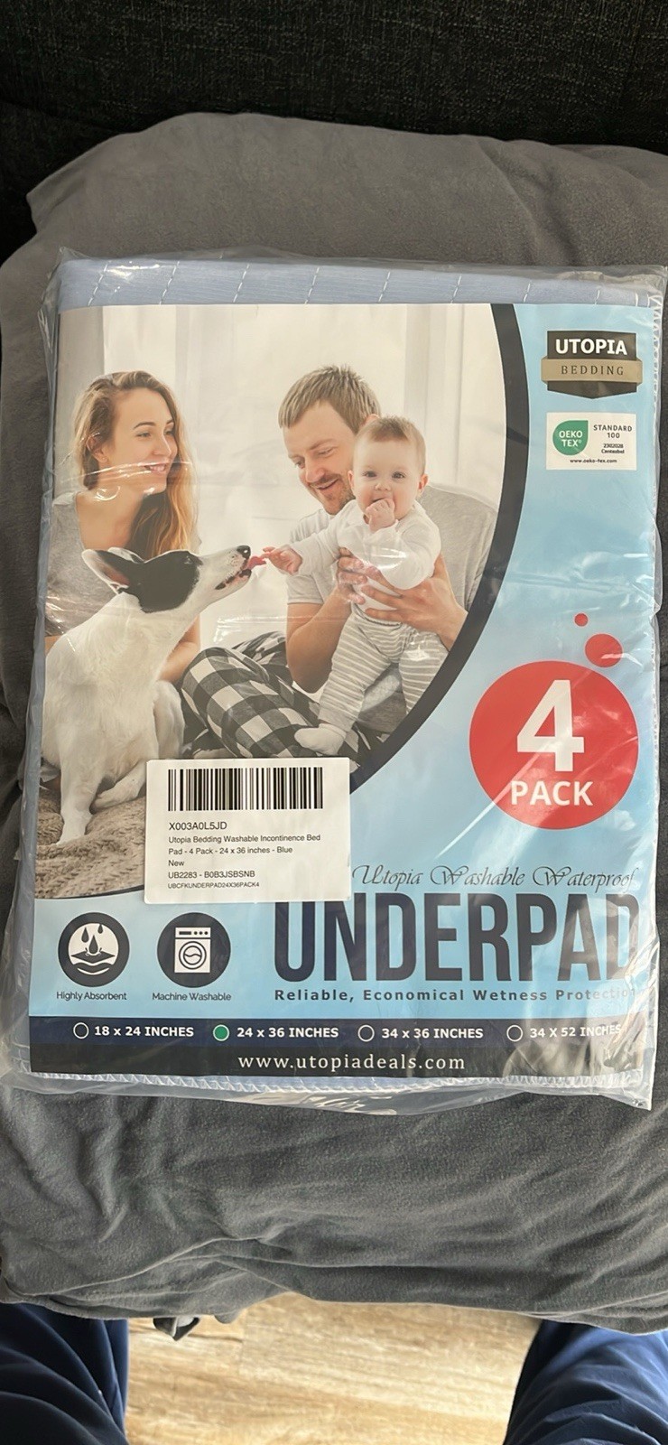 Utopia Bedding Waterproof Washable Underpads 4 Pack 24×36 Blue